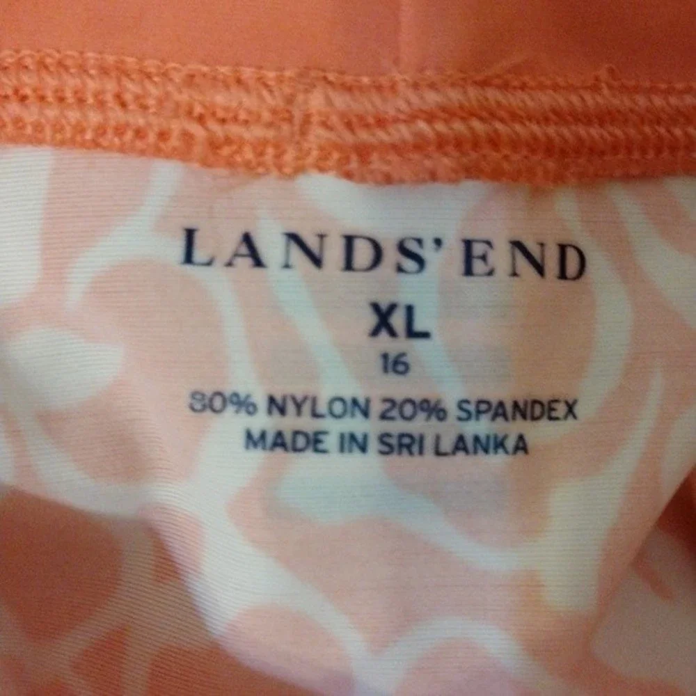 Lands' End Big Girls Floral Short Sleeve Fitted Rashguard Swim Top Size Large